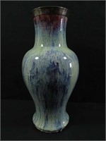 Chinese LG Flambe Baluster Vase Sterling Rim 1795