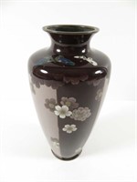Japanese Cloisonne Vase Flowers Butterflies