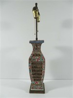 Chinese Millefiori Reticulated Porcelain Lamp