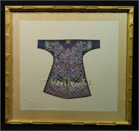 20th C Chinese W/C Silk Robe Signed Peng Wei?