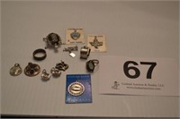 Sterling - turtle pin - 2 rings - 10 charms
