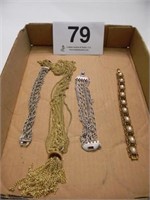 Three bracelets - Sarah Coventry tassel necklace