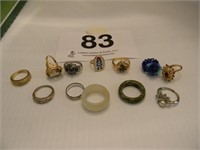 Twelve costume rings inc. Avon & 2 of stone