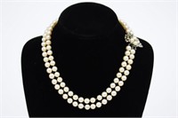 Pearl Choker Necklace, 14K Gold & Diamond Clasp