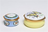 2 Enamel Boxes- Halcyon Days and Crummles & Co.