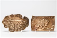 2 Art Nouveau Coppered Bronze Dishes