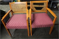 Two Contemporary Cane-back Chairs Maroon
