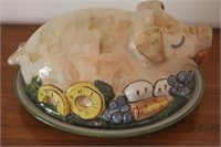 Vintage Louisville Stoneware Covered Pig Platter
