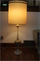 Metal Cream/White Lamp with Embossed Shade