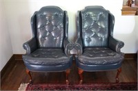 Two High-Back Leather Armchairs