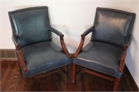 Two More Slate Blue Leather Armchairs