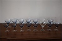 17 Mikasa Crystal Goblets - Blue with Amber Accent