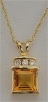 10kt Yellow Gold 2.02ct Citrine Diamond Necklace