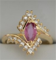 14kt Yellow Gold Genuine Ruby Diamond Ring