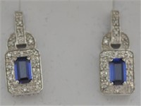 10kt White Gold Sapphire Diamond Earrings