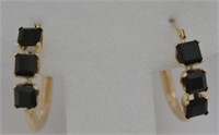 10kt Yellow Gold Onyx Hoop Earrings