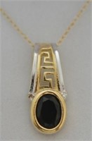 10kt Yellow Gold 2ct Onyx Necklace