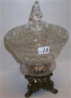 Covered Candy Dish with Metal Base (height?)