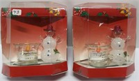 2 Pharmy New Snowman Candle Holders