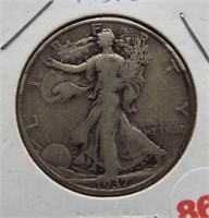 1937-D Walking Liberty Silver Half Dollar.