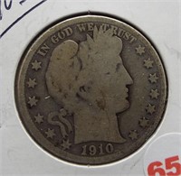 1910-S Barber Silver Half Dollar.