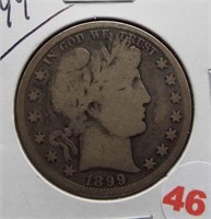 1899 Barber Silver Half Dollar.