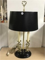 Vintage Table Lamp With Black Shade