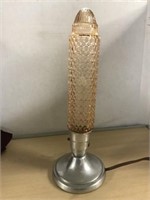 Table Lamp With Pink Depression Glass Shade