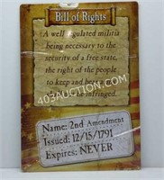 Bill of Rights 2nd Amendment Metal Sign 16.5"x 12"