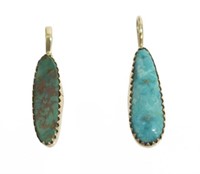 (2) PIT RIVER INDIAN 14KT TURQUOISE PENDANTS