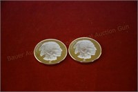 (2) Troy oz .999 Silver Buffalo/Indian Rounds