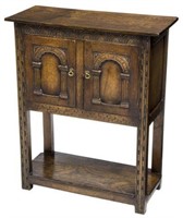 ENGLISH OAK 17TH C. STYLE CREDENCE CUPBOARD