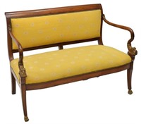 FRENCH EMPIRE STYLE SOFA, GILT ACCENTS