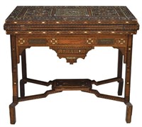 ANTIQUE SYRIAN MARQUETRY GAME TABLE, 1913