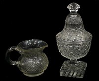 (2) ANGLO IRISH DIAMOND CUT COVERED URN & PITCHER