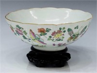 CHINESE FAMILLE ROSE PORCELAIN BUTTERFLY BOWL