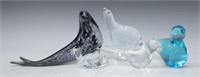 (5)MURANO ART GLASS  TABLETOP ANIMAL SCULPTURES