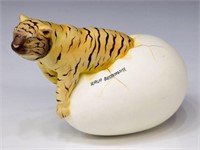 SERGIO BUSTAMANTE CERAMIC EGG, EMERGING TIGER