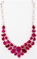 Jewelry Sterling Silver Ruby Statement Necklace