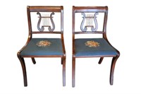 2 Antique Mahogany Lyre Back Chairs