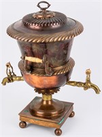 Antique Late Regency Brass Copper Samovar Server