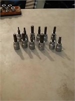 Assorted torx and hex sockets