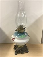 Oil Lamp with Shade - metal base with painted