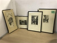 4 Art Prints - glass broken on one