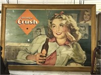 Vintage Framed Orange Crush Poster - Damaged