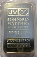 Johnson Matthey 5 Ounce Silver Bar