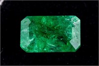 4ct Octagon Cut Columbian Emerald Certified