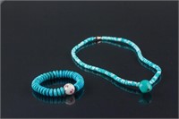 2 PC Chinese Turquoise Bracelet and Necklace