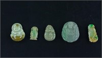 5 PC Assorted Chinese Jadeite & Hardstone Pendants