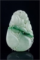 Burma Green Jadeite Carved Peach Pendant